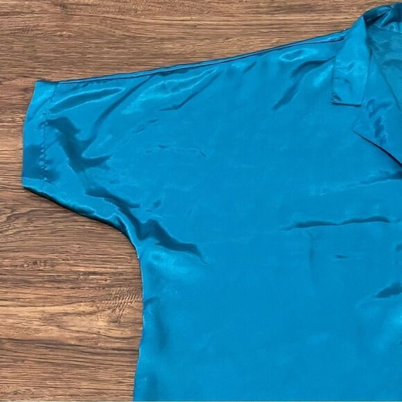 Vintage Me 2 By Miss Elaine Button-down Night Shirt Pajama Blue Size Large - Picture 2 of 10